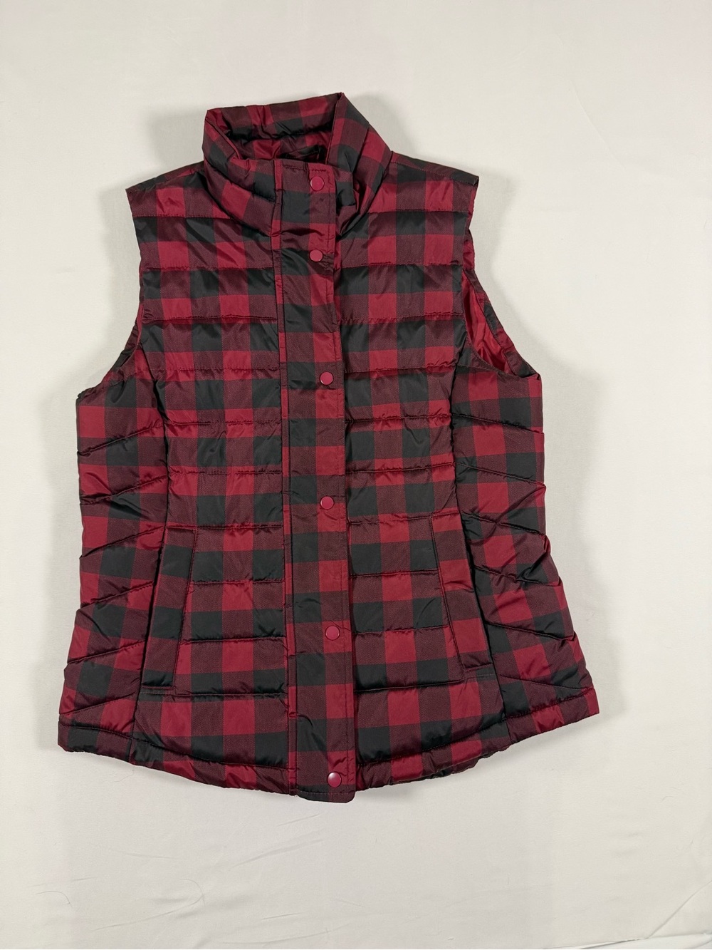GAP Red and Black Buffalo Plaid Quilted Vest